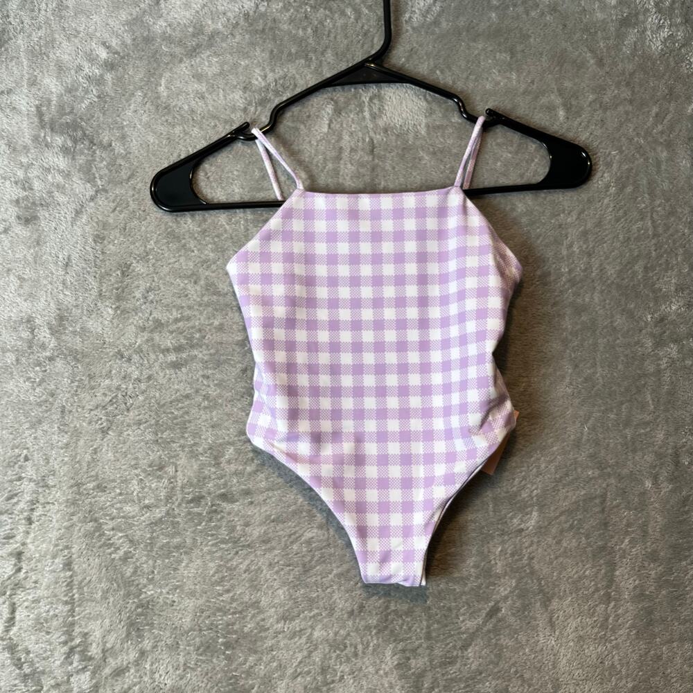 SKATIE Toddler Girls 5T/6T One Piece Swimsuit Lilac Checkered‎ Gingham New